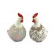 Set 2 Poules, Mod Crochet & Shabby Chic, H 12 cm