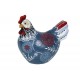 Poule en résine, Collection Deft, Modèle Bleu & Rouge, H 17 cm
