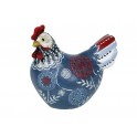 Poule en résine, Collection Deft, Modèle Bleu & Rouge, H 17 cm