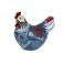 Poule en résine, Collection Deft, Modèle Bleu & Rouge, H 17 cm