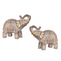Set 2 éléphants Résine dorés : Modèle Zakouma, H 10 cm