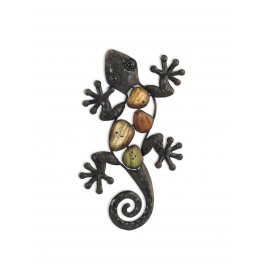 Déco murale : Gecko Anthracite Métal, Mod BStone 2, H 22 cm