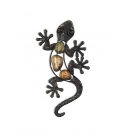 Déco murale : Gecko Anthracite Métal, Mod BStone 1, H 22 cm