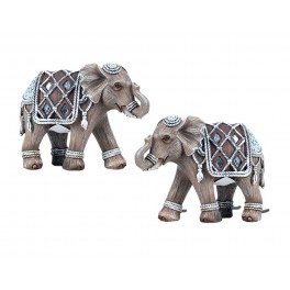 Set 2 éléphants Résine : Modèle Bhopal, H 11,5 cm