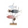 Sculpture Fer sur Socle : Banc de Poissons 3 Couleurs, H 62 cm