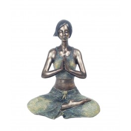 Statuette Femme XL : Yoga Mains levées & jointes, H 40 cm