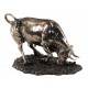 Taureau sur socle en résine, Effet Bronze brillant H 14 cm