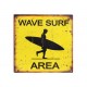 Plaque métal surf : Wave Surf Area, H 30 cm