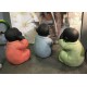Statuette XL : Les 3 moines de la sagesse assis Color Line, H 24 cm