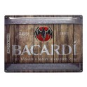 Plaque 3D Métal : Logo Bacardi Fond Tonneau, L 40 x 30 cm