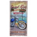 Déco murale vintage bois Moto : Speed King, California Motorcycles, H 60 cm