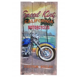 Déco murale vintage bois Moto : Old School Speedway, H 60 cm
