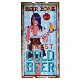 Déco Bière & Pin up : Finest Cold Beer, H 60 cm