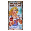 Déco murale Bière : Warning beer zone , H 60 cm