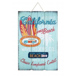 Plaque Bois Vintage : Chill Our California, H 60 cm