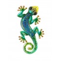 Déco murale fer : Le gecko coloré, modèle bleu H 15 cm