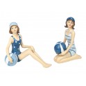 Figurines Mer : Set 2 Baigneuses assises, Mod Candy Suit, H 13 cm