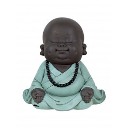 Déco Petit Moine Assis Mod 2, Bleu, Collection Baby Zen, H 20 cm