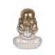 Statuettes déco : Set 3 Moines de la Sagesse, White & Gold, H 12 cm