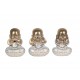 Statuettes déco : Set 3 Moines de la Sagesse, White & Gold, H 12 cm