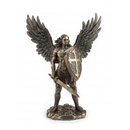 Statuette résine ; L'archange Saint Michel, H 35 cm