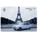 Plaque Métal 3D R16: Renault 16 colorisée à Paris,H 30 x 40 cm