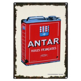 Plaque Métal 3D : Antar Huiles Françaises, Rouge, H 40 cm