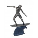 Statuette Sport : Le Surfeur, Finition Antic Line, H 22 cm