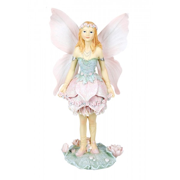 Grande Fee Elfe Sur Socle Mod Rose Coll Fantasia H 19 Cm