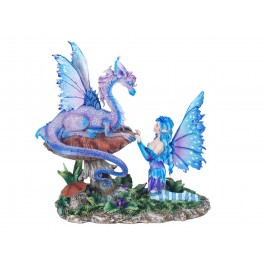 Statuette Fée & Dragon : Mod Heroic Fantasy, H 22 cm