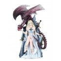 Statuette Fée, Trône et Dragon XL : Mod Heroic Fantasy, H 37 cm