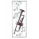 Déco Cadre Métal : Trompette & Portée musicale, H 75 cm