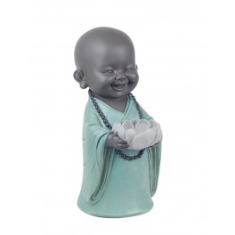 Figurine Petit Moine érudit, Bleu, Collection Baby Zen, H 14 cm