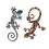 Déco Gecko Mural : Set 2 lézards Multicolores, H 14 cm