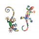 Déco Murale : Set 2 lézards Multicolores, Coll Zanzibar 2, H 26 cm