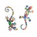 Déco Murale : Set 2 lézards Multicolores, Coll Zanzibar 2, H 26 cm