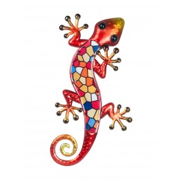Déco murale : Gecko métal Modèle Murano, Rouge, H 30 cm
