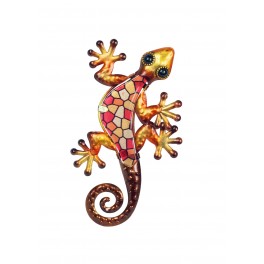 Déco murale : Gecko métal Modèle Murano, Orange, H 30 cm