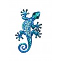 Déco murale : Gecko métal Modèle Murano, Bleu, H 21 cm