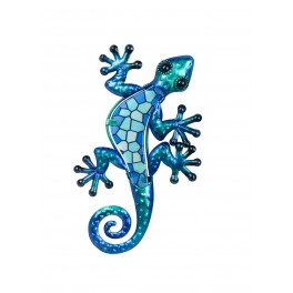 Le Gecko Mural méta Modèle Bleu, Collection Jasmin, H 37 cm