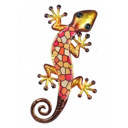 Le Gecko Mural méta Modèle Bleu, Collection Jasmin, H 37 cm