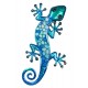 Déco murale : Gecko métal Modèle Murano, Bleu, H 38 cm