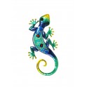Déco murale : Gecko Bleu Métal & Verre : Collection Costa Rica, H 32 cm