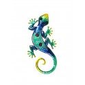 Déco murale : Gecko Bleu Métal & Verre, Collection Costa Rica, H 38 cm