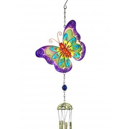 Déco Jardin : Carillon Papillon Multicolore, H 95 cm