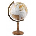 Globe terrestre déco, Modèle La Pérouse, Bois Cérusé, H 43 cm