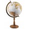 Globe terrestre déco, Modèle La Pérouse, Bois Cérusé, H 43 cm