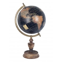 Globe terrestre, Coll La Pérouse, Noir & Doré, H 39 cm