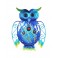 Chouette murale Métal : Collection Costa Rica, Bleu, H 24 cm
