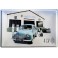 Plaque Métal bombée : La Renault 4CV, Bleu, Garage du Centre, 30 x 20 cm